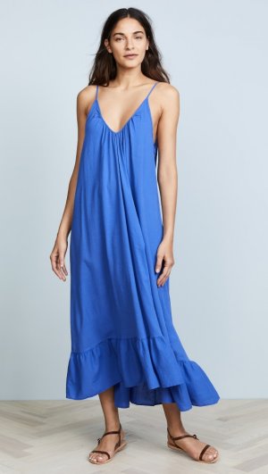 Платье макси Paloma Ruffle, синий 9seed