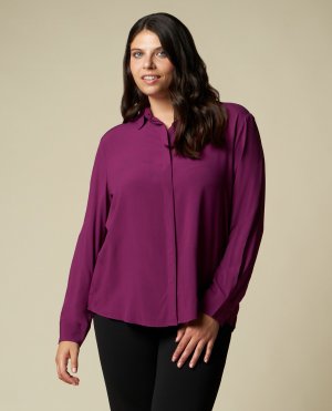 Женская рубашка из вискозы с пышными формами , фиолетовый цикламен Rosa Thea