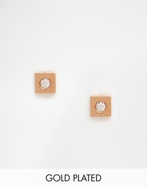 Позолоченные серьги с подвесками в виде кубиков Kenzo. Цвет: розовое золото