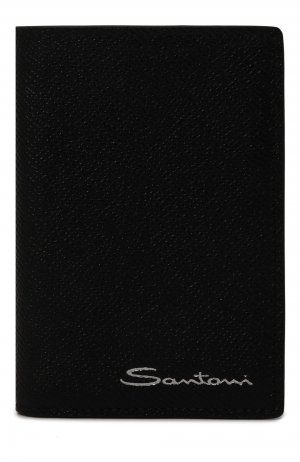 Кожаное портмоне Santoni. Цвет: чёрный