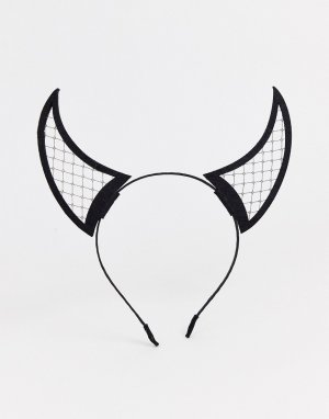 Ободок на голову для Хэллоуина с дьявольскими рожками -Черный Glamorous