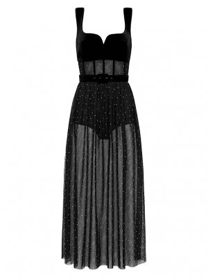 Платье миди Lilah, украшенное кристаллами , черный Rebecca Vallance