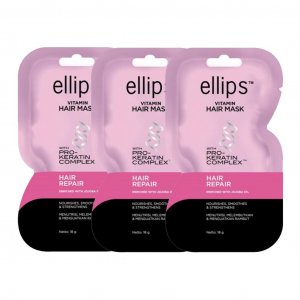 Ellips Витаминная маска для волос с про-кератиновым комплексом, восстановление волос, обогащенная маслом жожоба 18 г x 3 шт.