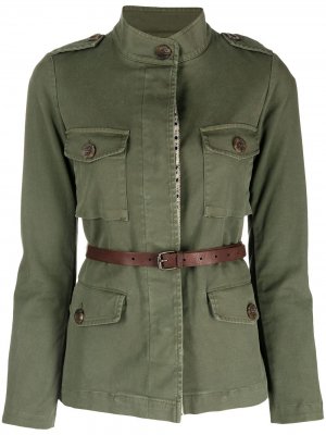 Куртка с поясом в стиле сафари Bazar Deluxe. Цвет: зеленый
