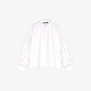 Хлопковая блузка Chery с оборкой и вышивкой , цвет blanc Maje