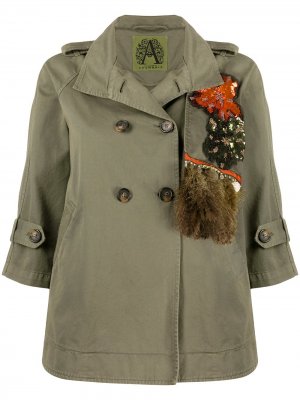 Куртка с бахромой и вышивкой Alessandra Chamonix. Цвет: зеленый