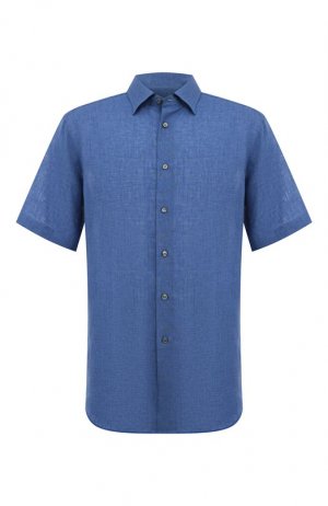 Льняная рубашка Brioni. Цвет: синий