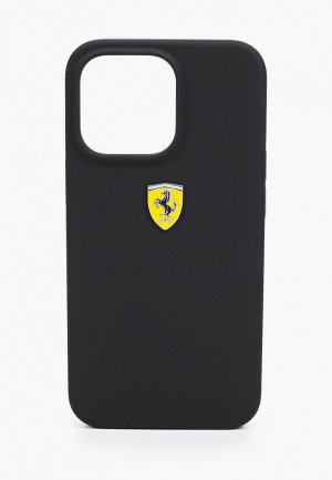 Чехол для iPhone Ferrari 13 Pro Liquid silicone with metal logo Hard Black. Цвет: черный