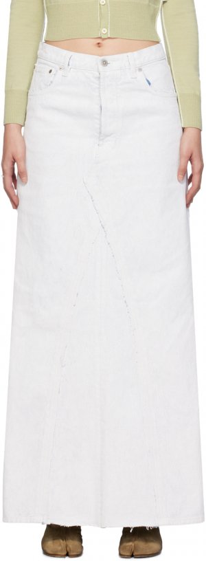 Белая джинсовая длинная юбка Maison Margiela