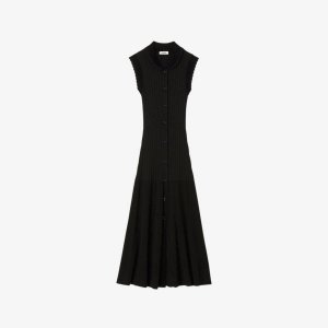 Платье миди эластичной вязки с воротником без рукавов , цвет noir / gris Sandro