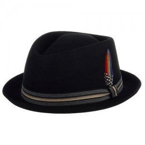 Шляпа хомбург 1338113 DIAMOND WOOLFELT, размер 57 STETSON. Цвет: черный