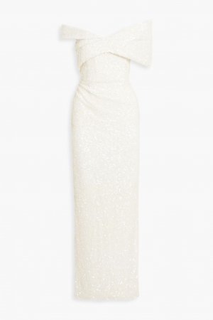 Платье Mirella из тюля с открытыми плечами и пайетками , слоновая кость Rachel Gilbert