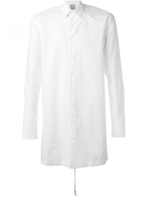 Рубашка с удлиненным передом D-Gnak. Цвет: белый