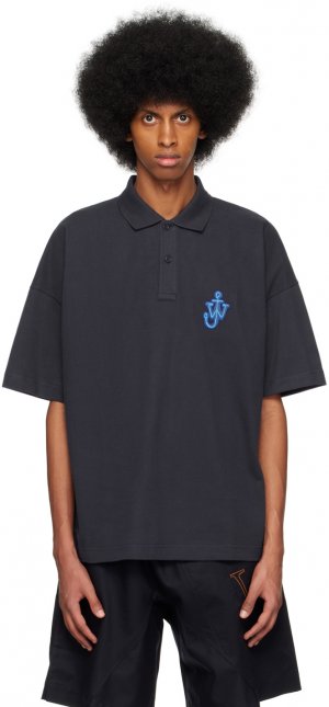 Темно-синяя футболка-поло с нашивкой в ​​виде якоря JW Anderson