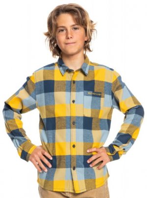 Детская Рубашка С Длинным Рукавом Motherfly QUIKSILVER. Цвет: желтый,синий