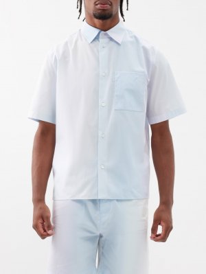 Рубашка из хлопкового поплина с короткими рукавами LOEWE, синий Loewe