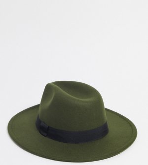 Шляпа федора цвета хаки с пряжкой London-Зеленый цвет My Accessories