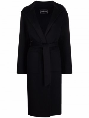 Кашемировое однобортное пальто с поясом 10 CORSO COMO. Цвет: черный
