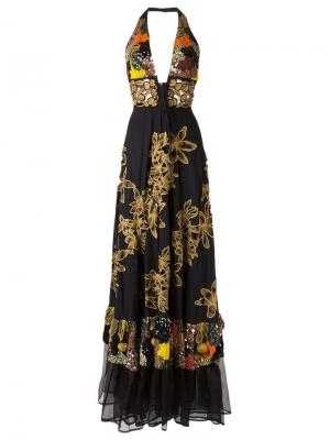 Вечернее платье с вышивкой Isabela Capeto. Цвет: чёрный