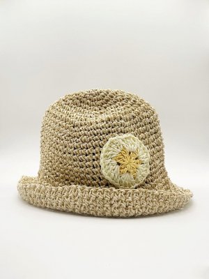 Соломенная шляпа-ведро с принтом ромашек , бежевый SVNX