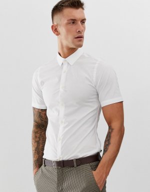 Однотонная эластичная рубашка с короткими рукавами -Белый French Connection