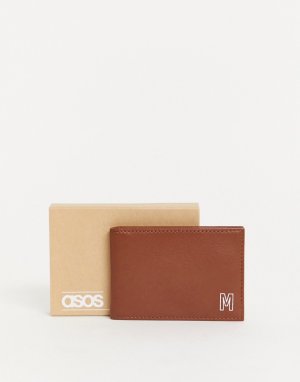 Светло-коричневый кошелек для карт с инициалом М ASOS DESIGN