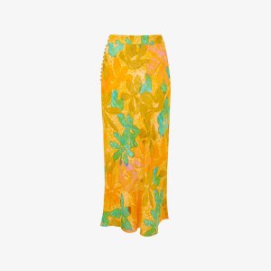Тканая юбка миди с пальмовым цветочным принтом и пуговицами , мультиколор Whistles