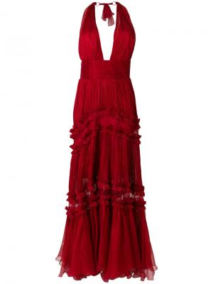 Длинное платье с вырезом-халтер Maria Lucia Hohan. Цвет: красный