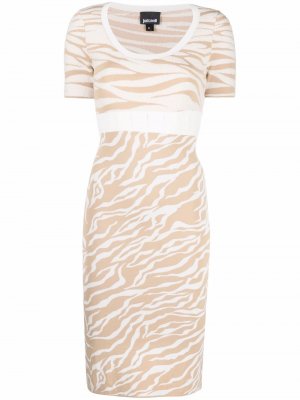 Zebra-print fitted dress Just Cavalli. Цвет: бежевый