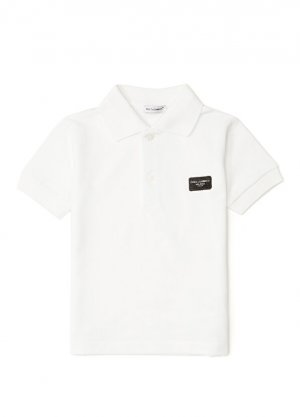Белая футболка для мальчика с воротником-поло и логотипом Dolce&Gabbana
