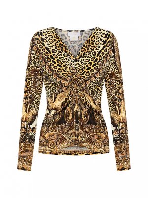 Блузка из джерси с леопардовым принтом и сборками Standing Ovation Camilla, цвет CAMILLA