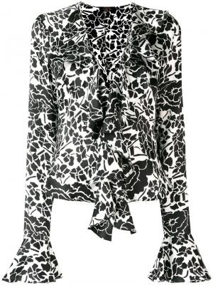 Блузка с цветочным принтом De La Vali. Цвет: черный