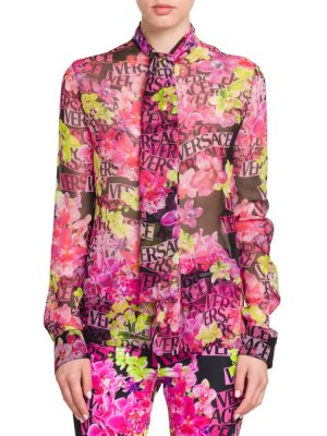 Рубашка из шелкового шифона Orchid , цвет Pink Black Versace