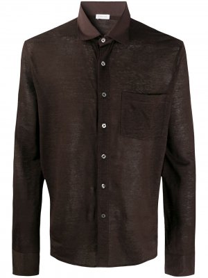 Однотонная рубашка с длинными рукавами Caruso. Цвет: коричневый
