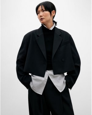 Женская куртка с отворотом черного цвета, черный Adolfo Dominguez. Цвет: черный