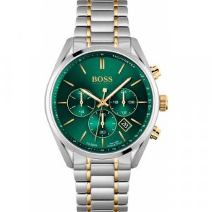 Наручные часы , серебряный, зеленый BOSS. Цвет: серебристый/зеленый/золотистый