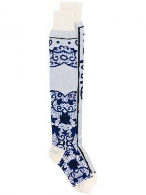 Носки с мозаичным узором интарсия Sacai. Цвет: телесный
