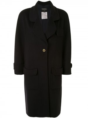Пальто 1994-го года средней длины на пуговицах Chanel Pre-Owned. Цвет: синий