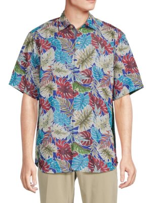 Рубашка на пуговицах с короткими рукавами Coconut Point Fronds , цвет Royal Indigo Tommy Bahama