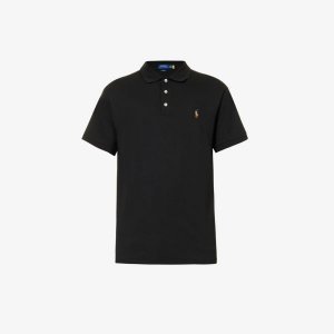 Рубашка-поло приталенного кроя из хлопкового джерси с короткими рукавами и вышитым логотипом , черный Polo Ralph Lauren