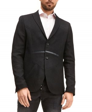 Мужское современное легкое спортивное пальто с геометрическим рисунком , черный RON TOMSON