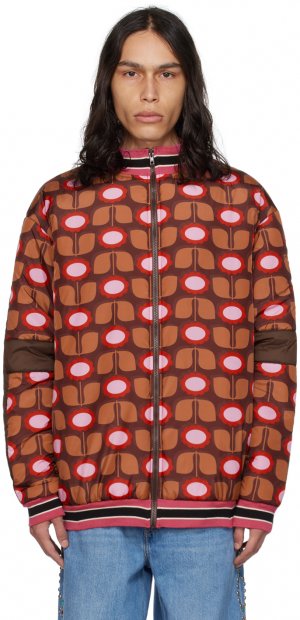 Эксклюзивная коричневая куртка-пуховик SSENSE Anna Sui