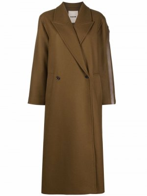 Пальто с кожаными вставками Aeron. Цвет: коричневый