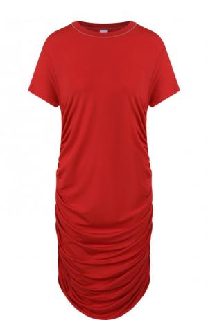 Однотонное платье-футболка с драпировкой Carven. Цвет: красный
