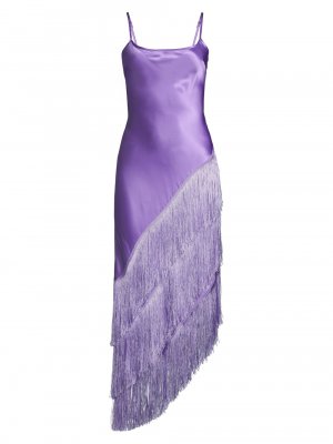 Шелковое миди-платье Cristina с бахромой , фиолетовый Delfi