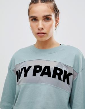 Укороченная футболка с полупрозрачной вставкой Ivy Park. Цвет: синий