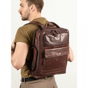 Рюкзак планшет , натуральная кожа, коричневый Aeronautica Militare. Цвет: коричневый