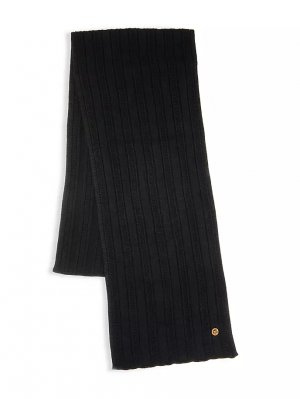 Шерстяной шарф с плоскими рубчиками, черный Versace
