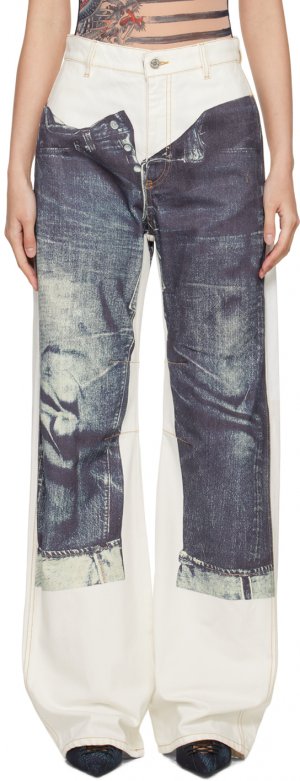 Белые джинсы Trompe L'Oeil Denim Jean Paul Gaultier