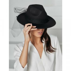 Шляпа , размер 56-58, черный Diana Pavlovskaya. Цвет: бежевый/черный
